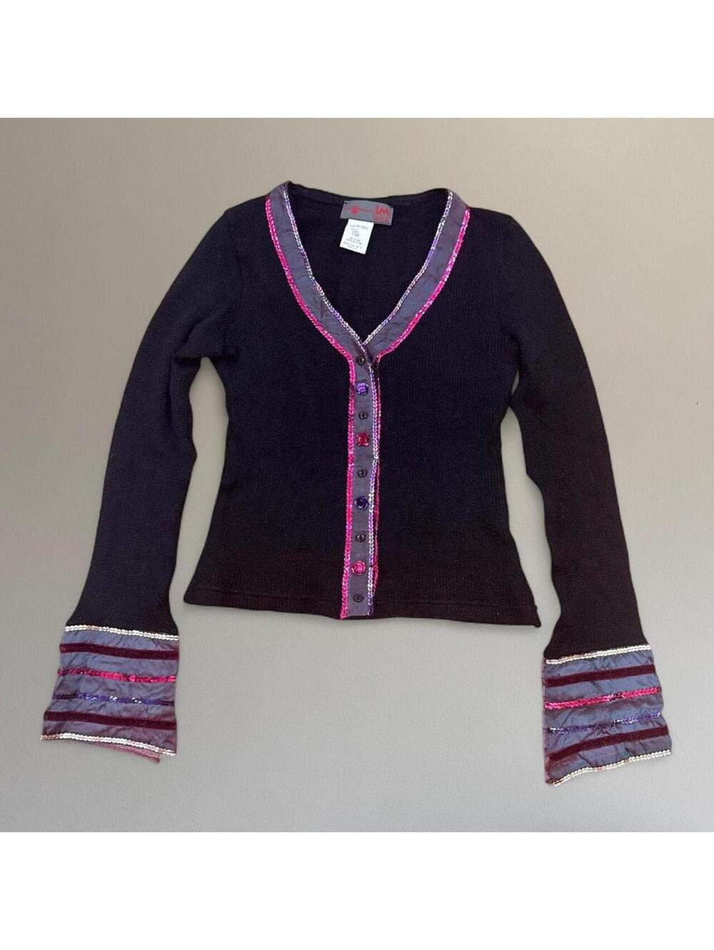 Vintage French lm lulu sequin trim cardigan